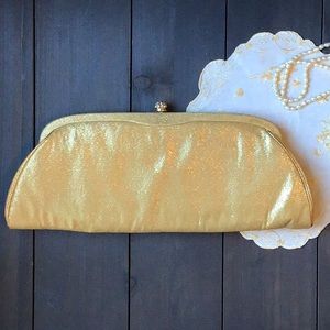 Vintage Harry Levine HL USA Gold Lame Clutch